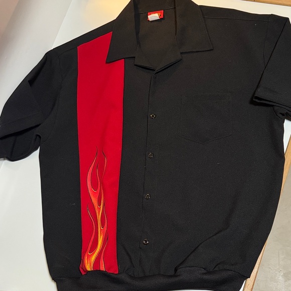 venue led sled Other - Vintage Black Bowling Shirt venue led sled with Red Flame Accent size large